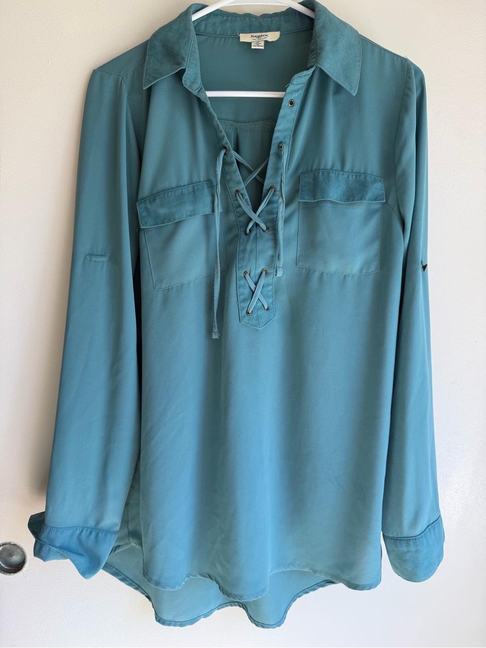 Hayden Teal Lace-Up Utility Tunic